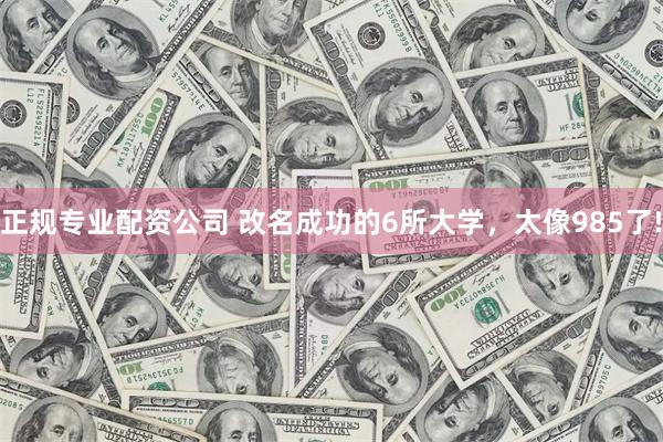 正规专业配资公司 改名成功的6所大学，太像985了!