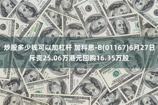 炒股多少钱可以加杠杆 加科思-B(01167)6月27日斥资25.06万港元回购16.35万股