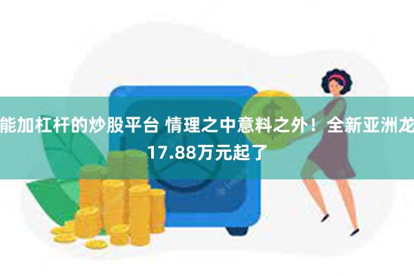 能加杠杆的炒股平台 情理之中意料之外！全新亚洲龙17.88万元起了